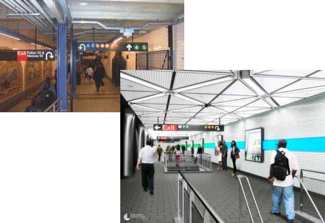 Subway riders currently use "ramps, stairs, and passageways to access their trains, transfer from one subway line to another, or exit the station" but the MTA wants to build more open, direct ways for people to travel between lines.